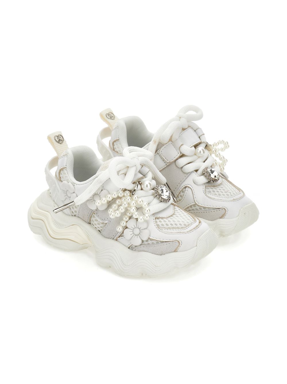 Sneakers per bambina Monnalisa bianche con applicazioni floreali 8CG004 7703 0001 MONNALISA KIDS 