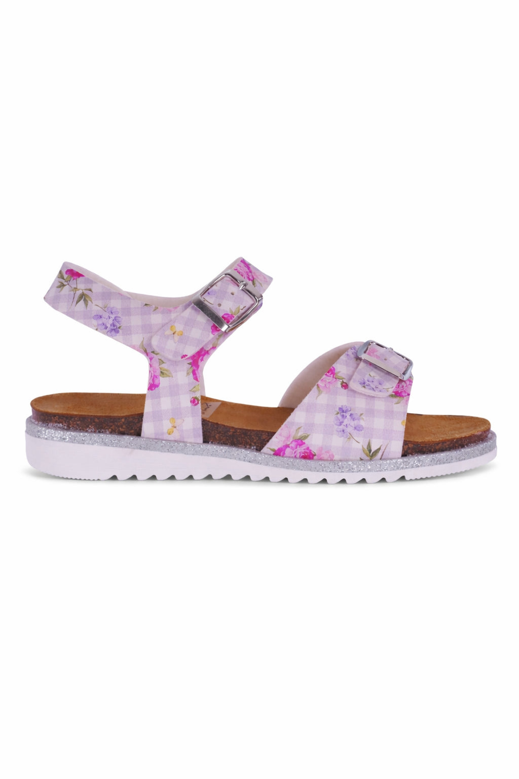 Sandali per bambina Monnalisa bianco e viola con stampa a fiori 8CG013 7702 0065 MONNALISA KIDS 