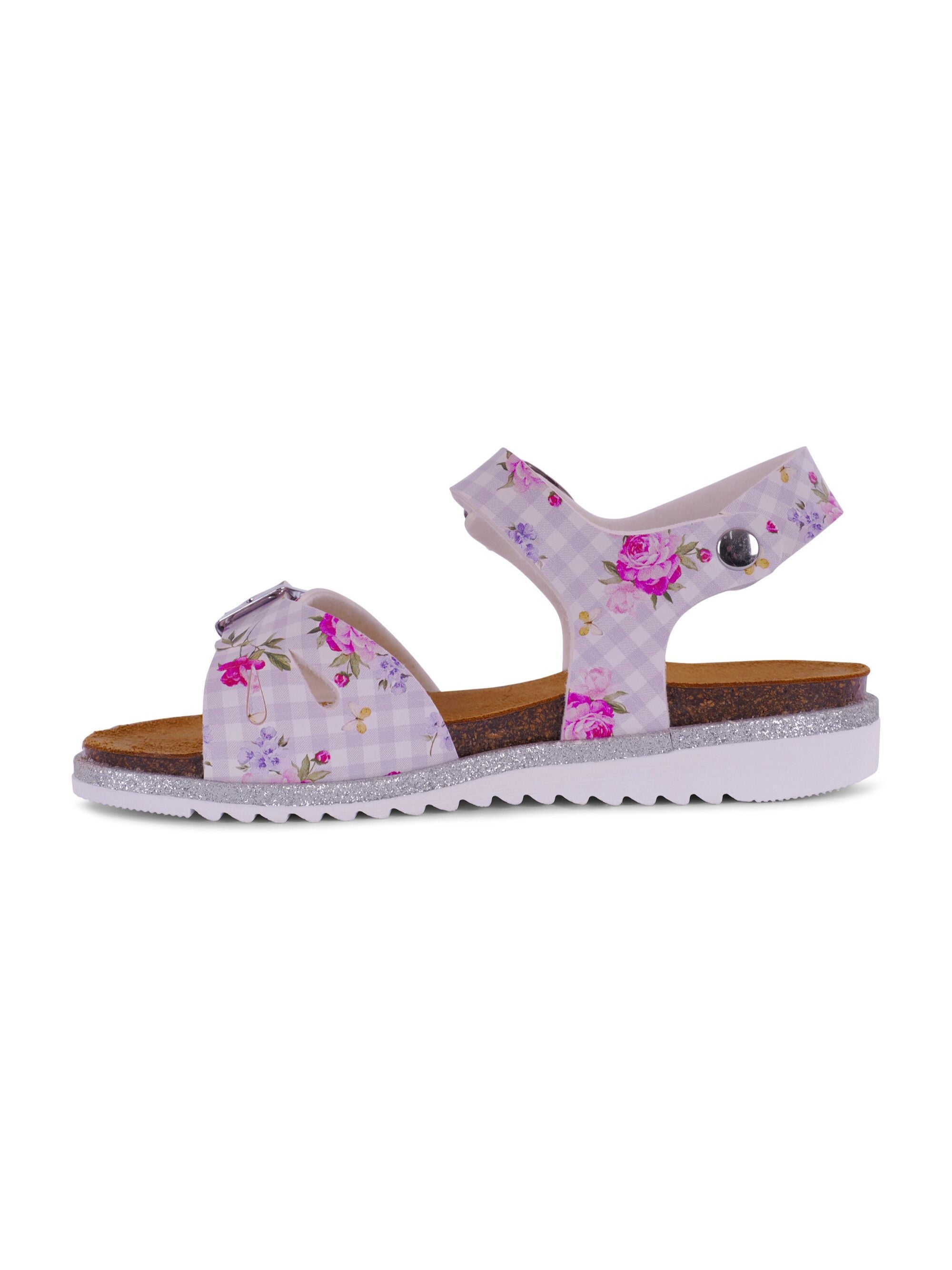 Sandali per bambina Monnalisa bianco e viola con stampa a fiori 8CG013 7702 0065 MONNALISA KIDS 