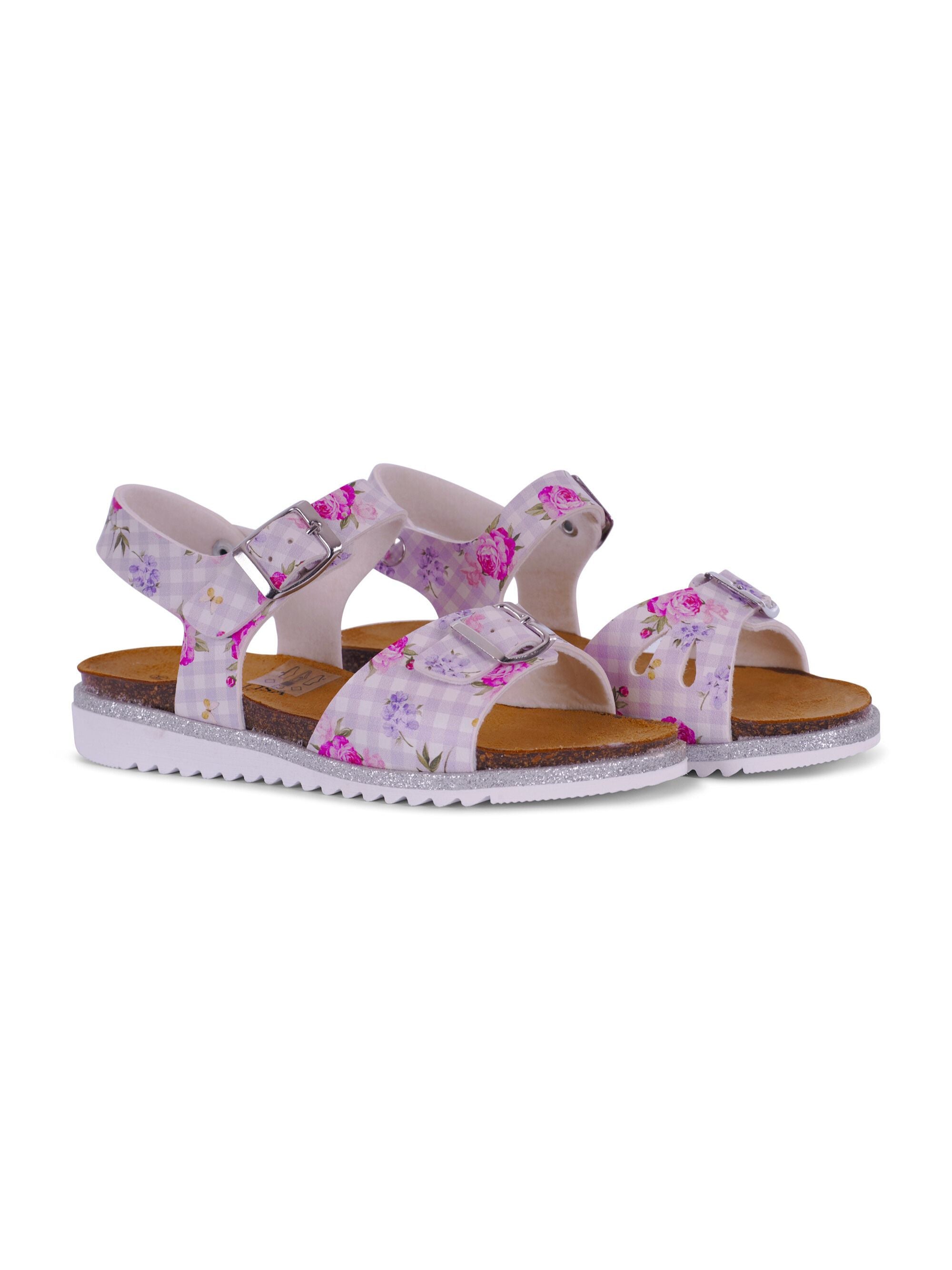 Sandali per bambina Monnalisa bianco e viola con stampa a fiori 8CG013 7702 0065 MONNALISA KIDS 