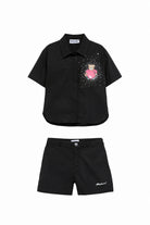 Set camicia e shorts per bambina Moschino Kids nero con motivo Teddy Bear HDG01LLLA10 60100 MOSCHINO KIDS 