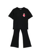 Set t-shirt e pantaloni per bambina Moschino Kids nero con stampa Teddy HDG01PLBA00 60100 MOSCHINO KIDS 