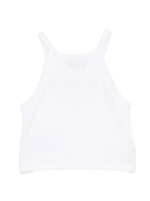 Top per bambina Moschino Kids bianca con stampa Teddy Bear  con fiore HDM06ZLBA39 10101 MOSCHINO KIDS 