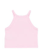 Top per bambina Moschino Kids rosa con stampa Teddy Bear con fiore HDM06ZLBA39 51473 MOSCHINO KIDS 