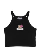 Top per bambina Moschino Kids nero con ricamo Teddy Bear HDM06ZLBA39 60100 MOSCHINO KIDS 