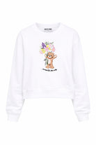 Felpa per bambina Moschino Kids bianca con stampa Teddy Bear HLF02MLDA00 10101 MOSCHINO KIDS 