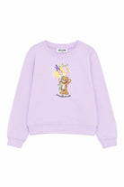 Felpa per bambina Moschino Kids viola con stampa orsetto sul davanti HLF02MLDA00 51683 MOSCHINO KIDS 