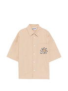 Camicia per bambino Moschino Kids beige con stampa grafica sul petto HUC01WLLA10 20829 MOSCHINO KIDS 