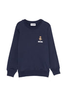 Felpa per bambini Moschino Kids blu con ricamo Teddy Bear HUF09XLCA19 40016 MOSCHINO KIDS 