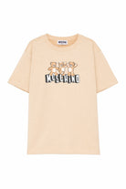 T-shirt per bambini Moschino Kids beige con stampa tre Teddy Bear HUM05PLAA23 20829 MOSCHINO KIDS 