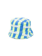 Cappello bucket per bambino Moschino Kids verde e azzurro con motivo a righe HUX02QLLB60 83676 MOSCHINO KIDS 