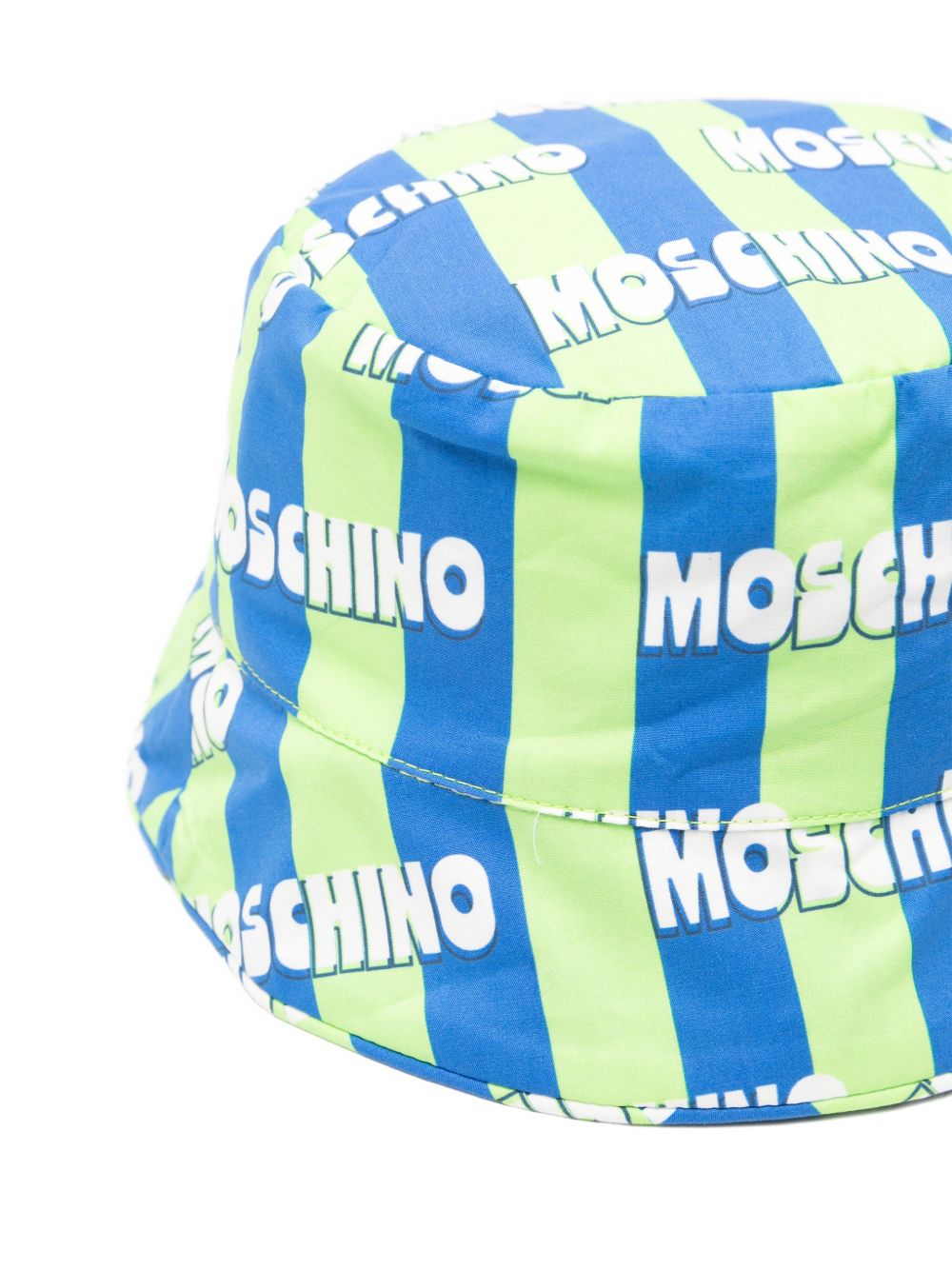 Cappello bucket per bambino Moschino Kids verde e azzurro con motivo a righe HUX02QLLB60 83676 MOSCHINO KIDS 