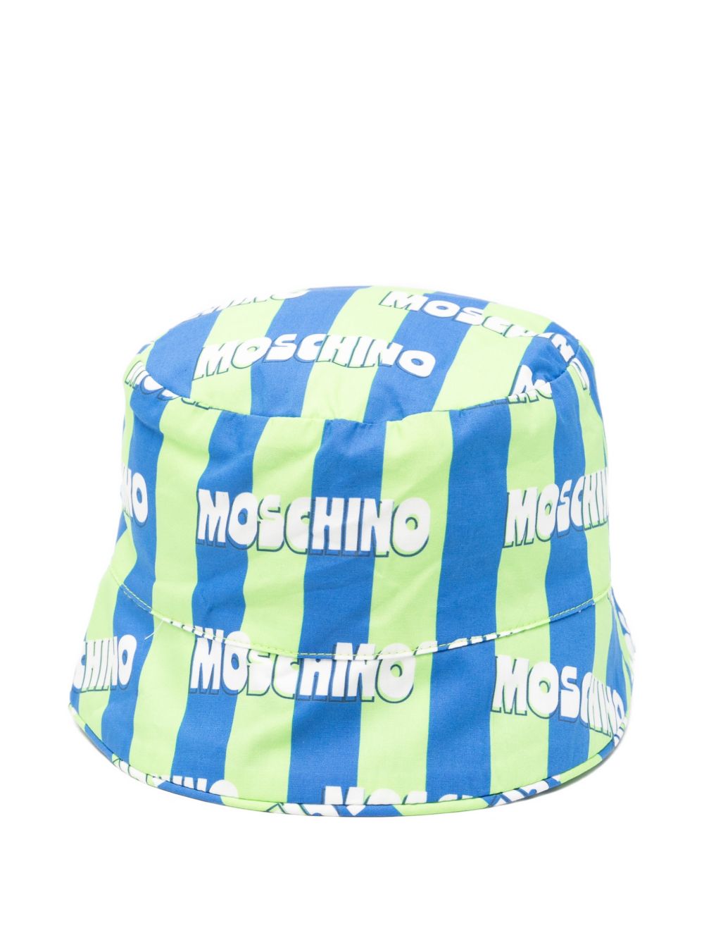 Cappello bucket per bambino Moschino Kids verde e azzurro con motivo a righe HUX02QLLB60 83676 MOSCHINO KIDS 