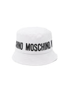 Cappello bucket per bambini Moschino Kids bianco con stampa logo HUY003LOA00 10101 MOSCHINO KIDS 