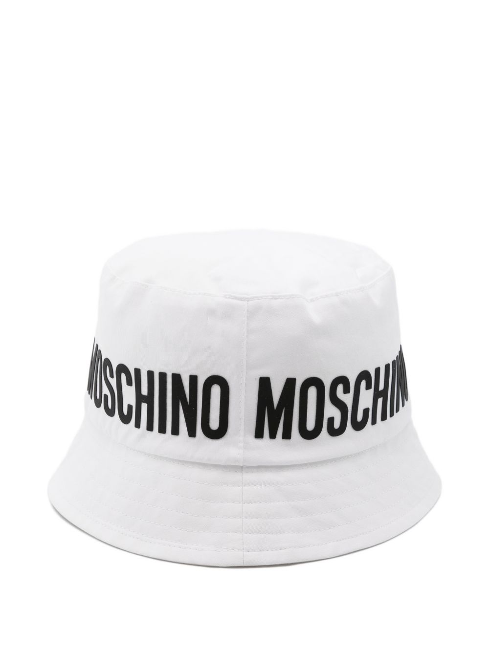 Cappello bucket per bambini Moschino Kids bianco con stampa logo HUY003LOA00 10101 MOSCHINO KIDS 