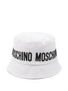 Cappello bucket per bambini Moschino Kids bianco con stampa logo HUY003LOA00 10101 MOSCHINO KIDS 