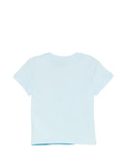 T-shirt per neonato Moschino Kids azzurra con stampa grafica M5M047LAA03 40304 MOSCHINO KIDS 