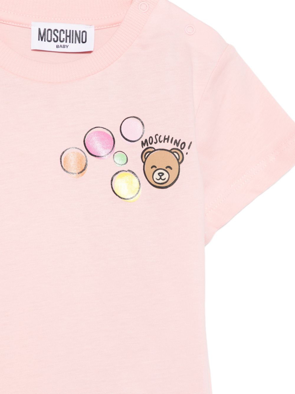 T-shirt per neonata Moschino Kids rosa con stampa grafica M5M047LAA03 50209 MOSCHINO KIDS 