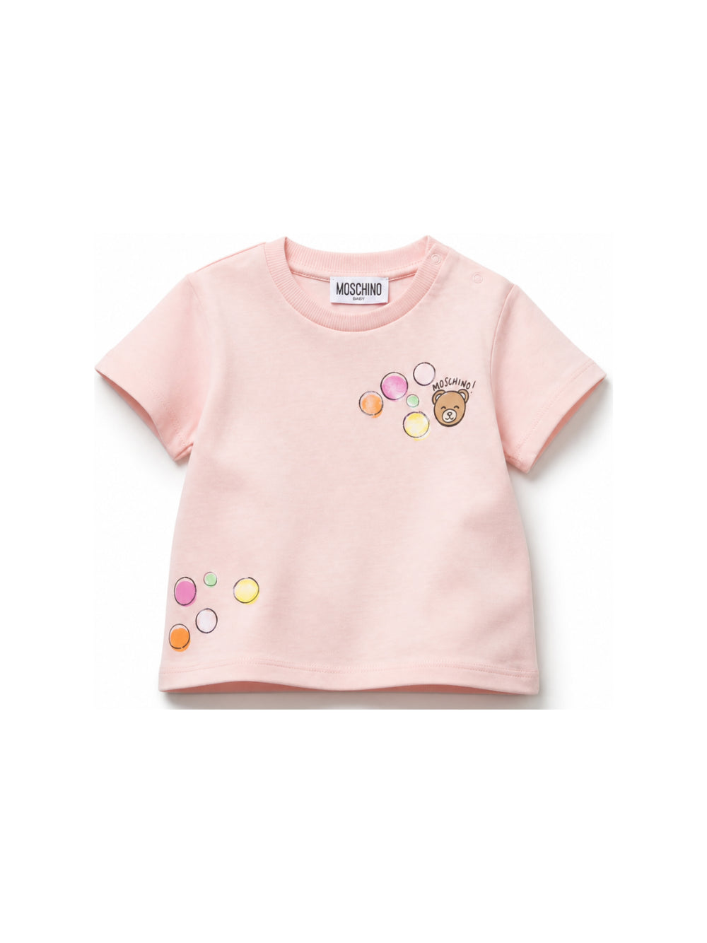 T-shirt per neonata Moschino Kids rosa con stampa grafica M5M047LAA03 50209 MOSCHINO KIDS 