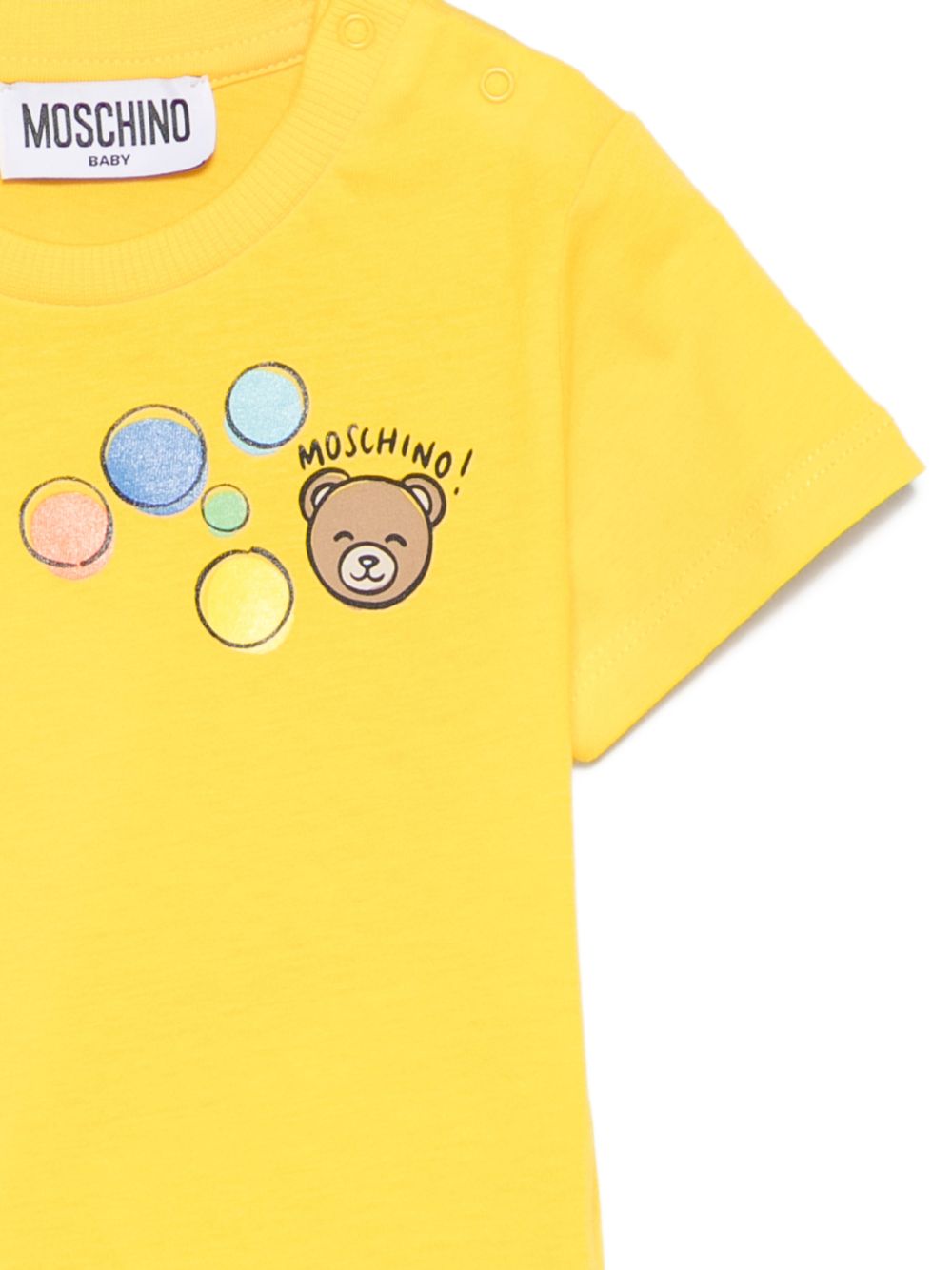 T-shirt per neonati Moschino Kids gialla con stampa grafica M5M047LAA03 50577 MOSCHINO KIDS 