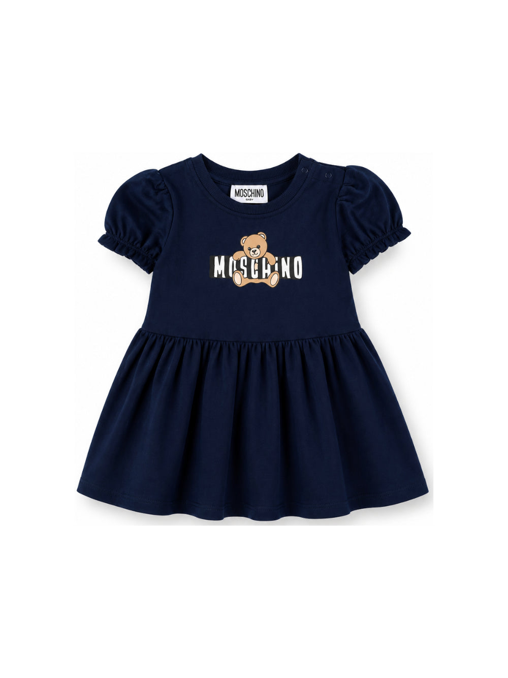 Abito per neonata Moschino Kids blu con stampa grafica MAV0C7LBA00 40016 MOSCHINO KIDS 