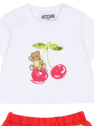 Completo per neonata Moschino Kids bianco e rosso con stampa Cherry MDG01TLAA02 82298 MOSCHINO KIDS 