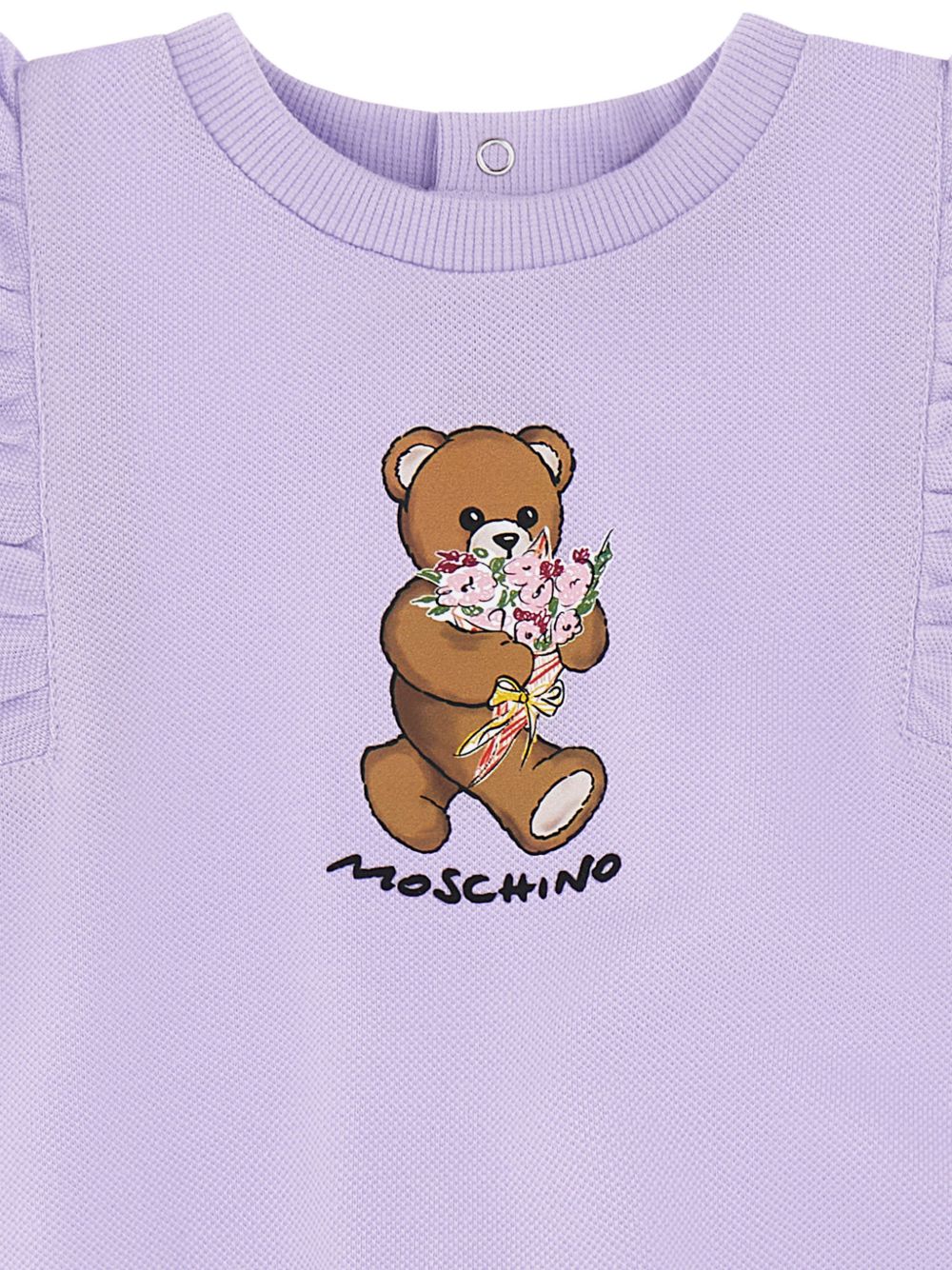 Abito per neonata Moschino Kids lilla con maniche con ruches MDV0DILFA06 51683 MOSCHINO KIDS 