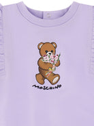 Abito per neonata Moschino Kids lilla con maniche con ruches MDV0DILFA06 51683 MOSCHINO KIDS 