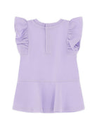 Abito per neonata Moschino Kids lilla con maniche con ruches MDV0DILFA06 51683 MOSCHINO KIDS 