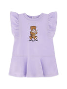 Abito per neonata Moschino Kids lilla con maniche con ruches MDV0DILFA06 51683 MOSCHINO KIDS 