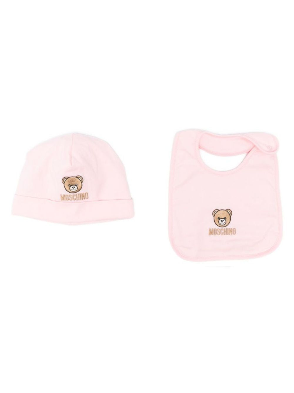 Set cappello e bavaglino per neonata Moschino Kids rosa con ricamo Teddy Bear MRY03ELAA23 50209 MOSCHINO KIDS 