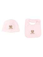 Set cappello e bavaglino per neonata Moschino Kids rosa con ricamo Teddy Bear MRY03ELAA23 50209 MOSCHINO KIDS 