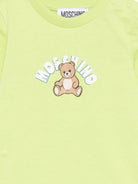 Tutina per neonati Moschino Kids verde con Teddy Bear sul davanti MTY022LAA01 30355 MOSCHINO KIDS 