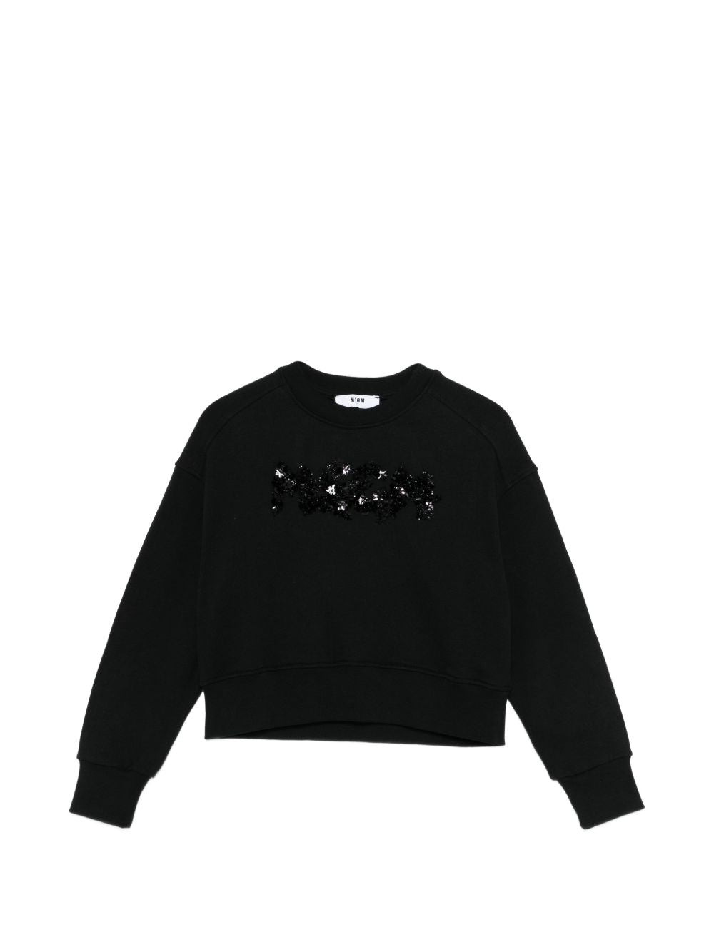 Felpa per bambina MSGM Kids nera con applicazione logo S6MSJGSW088 110 MSGM KIDS 