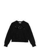 Felpa per bambina MSGM Kids nera con applicazione logo S6MSJGSW088 110 MSGM KIDS 