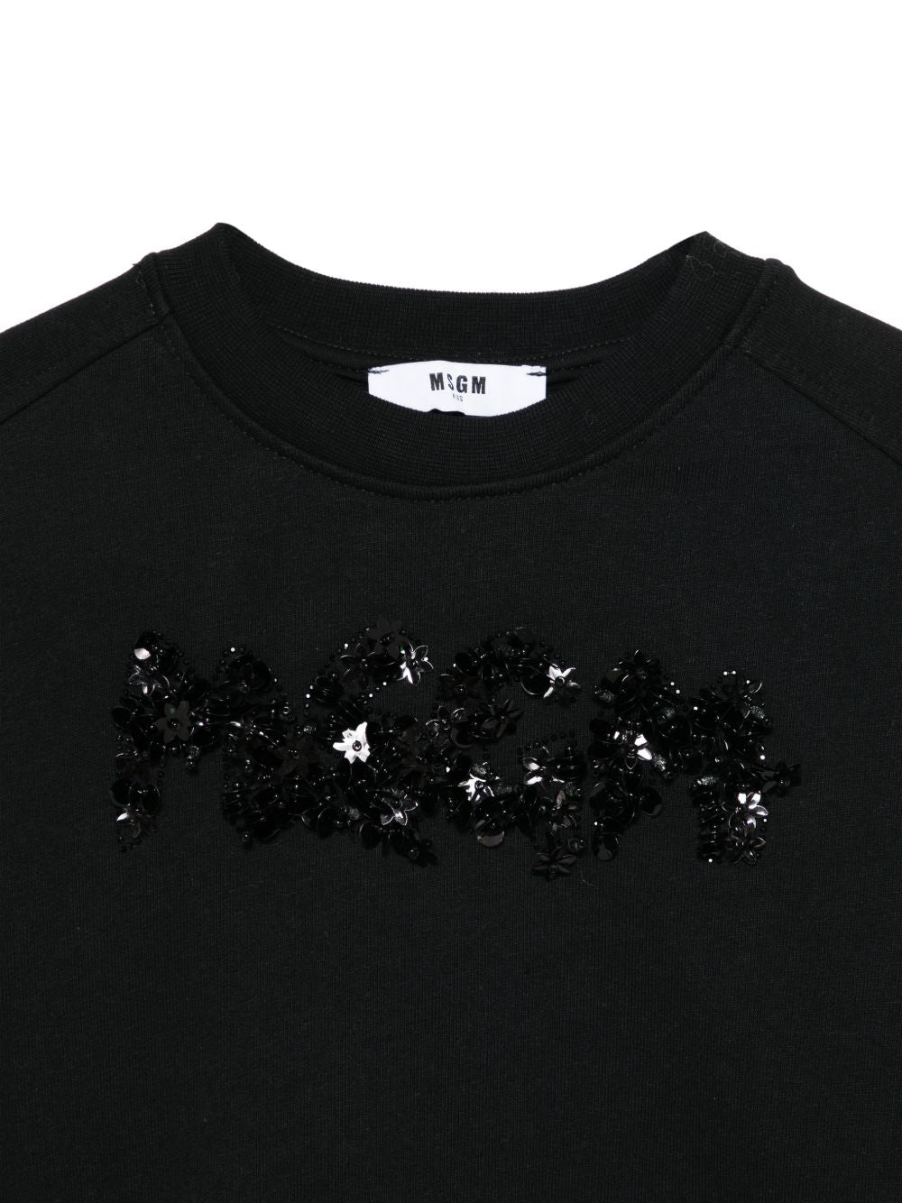 Felpa per bambina MSGM Kids nera con applicazione logo S6MSJGSW088 110 MSGM KIDS 