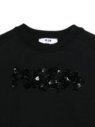 Felpa per bambina MSGM Kids nera con applicazione logo S6MSJGSW088 110 MSGM KIDS 