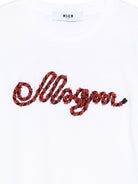 T-shirt per bambina MSGM Kids bianca con perline S6MSJGTH173 001 MSGM KIDS 