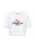 T-shirt per bambina Off-White Kids bianca con stampa grafica floreale sul davanti 44GAA019S26J001 100 OFF WHITE KIDS 