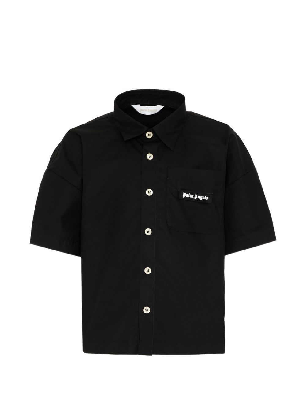Camicia per bambino Palm Angels Kids nera con logo sul davanti PBGG003S26FAB001 110 PALM ANGELS KIDS 