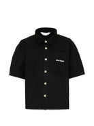Camicia per bambino Palm Angels Kids nera con logo sul davanti PBGG003S26FAB001 110 PALM ANGELS KIDS 