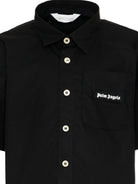 Camicia per bambino Palm Angels Kids nera con logo sul davanti PBGG003S26FAB001 110 PALM ANGELS KIDS 