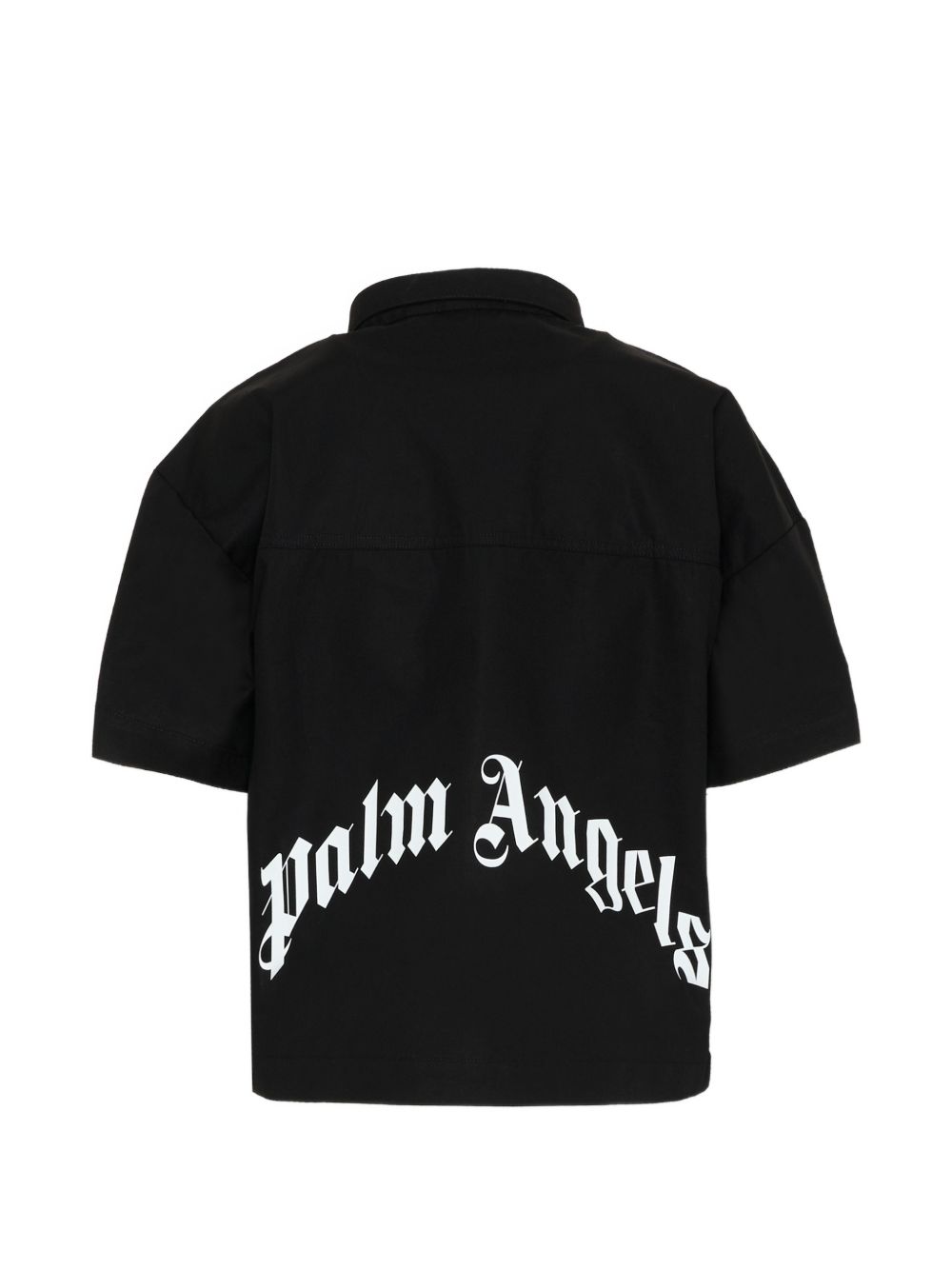 Camicia per bambino Palm Angels Kids nera con logo sul davanti PBGG003S26FAB001 110 PALM ANGELS KIDS 