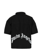 Camicia per bambino Palm Angels Kids nera con logo sul davanti PBGG003S26FAB001 110 PALM ANGELS KIDS 
