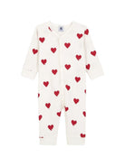 Tutina per neonati Petit Bateau bianca con stampa cuori all-over A00E9 01 PETIT BATEAU KIDS 
