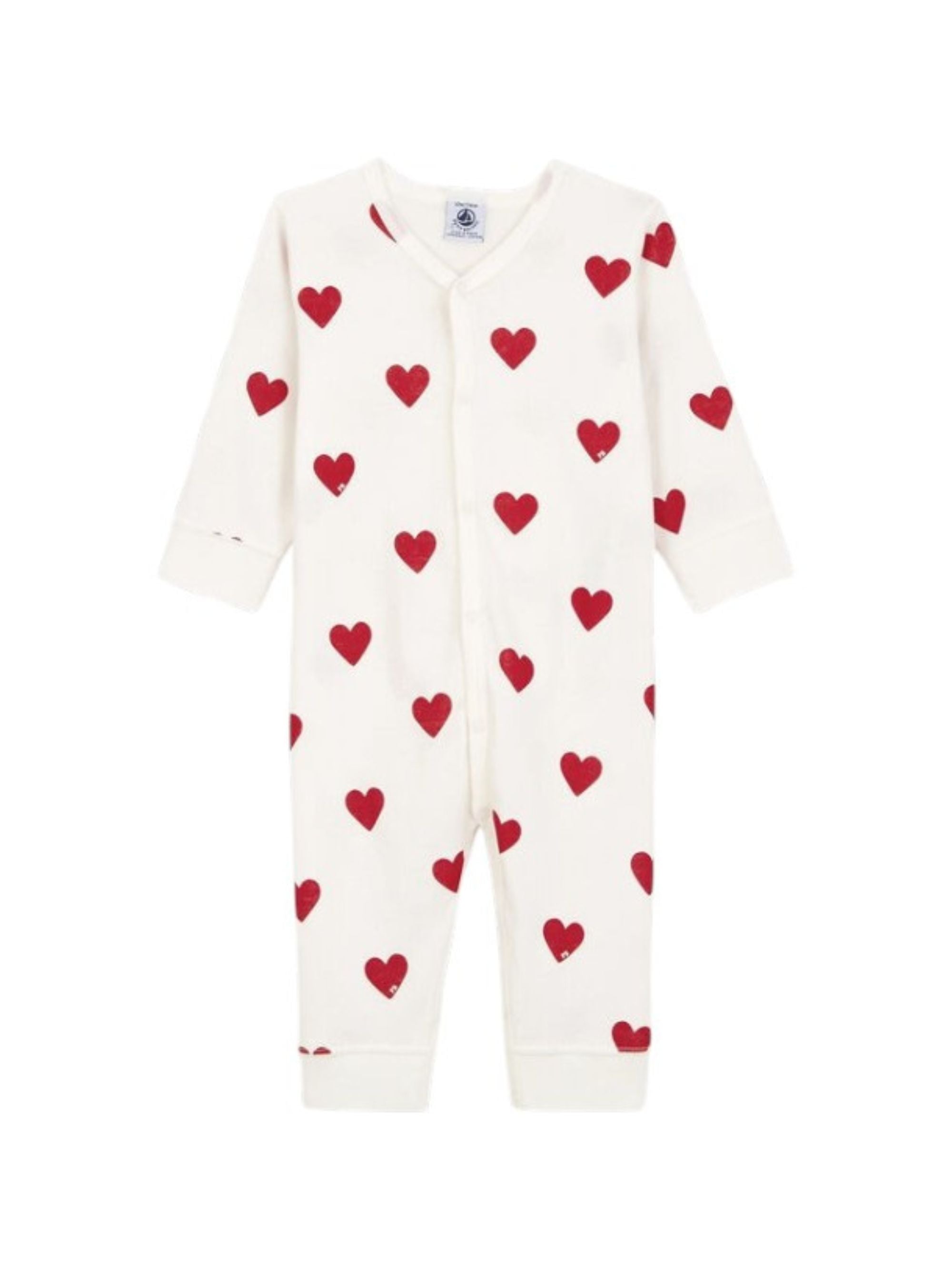Tutina per neonati Petit Bateau bianca con stampa cuori all-over A00E9 01 PETIT BATEAU KIDS 