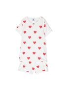 Pigiama Court per bambina Petit Bateau bianca con stampa cuori all-over A00KG 03 PETIT BATEAU KIDS 