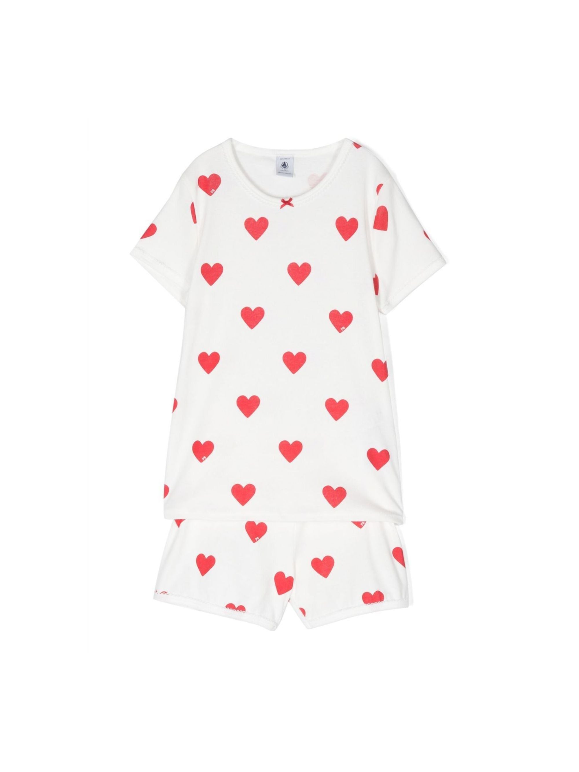 Pigiama Court per bambina Petit Bateau bianca con stampa cuori all-over A00KG 03 PETIT BATEAU KIDS 