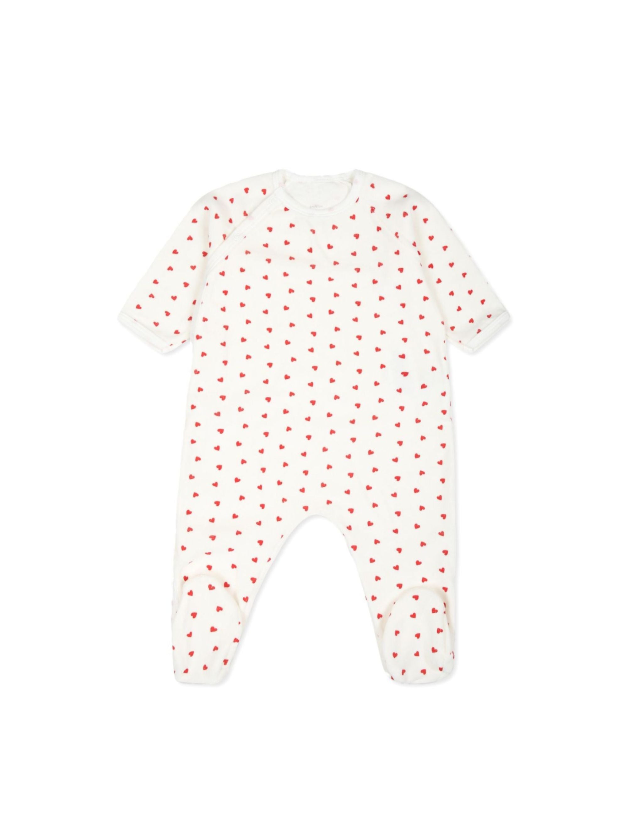 Tutina per neonata Petit Bateau bianca con stampa a cuori A0ARW 01 PETIT BATEAU KIDS 