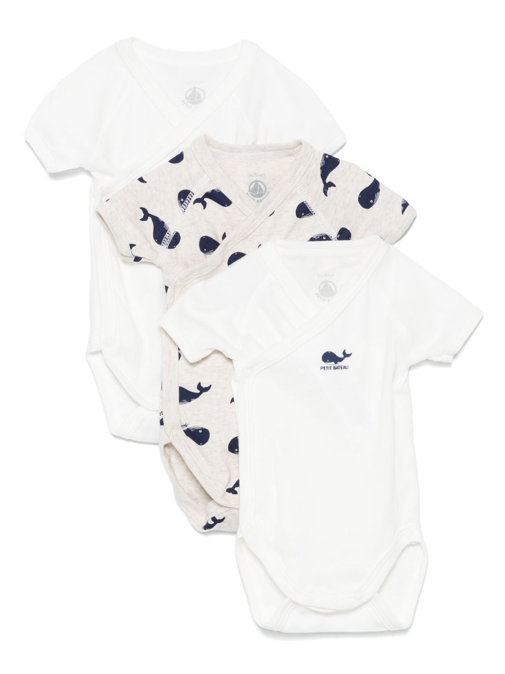 Set di tre tutine per neonati Petit Bateau multicolore con design balene A0CD1 00 PETIT BATEAU KIDS 